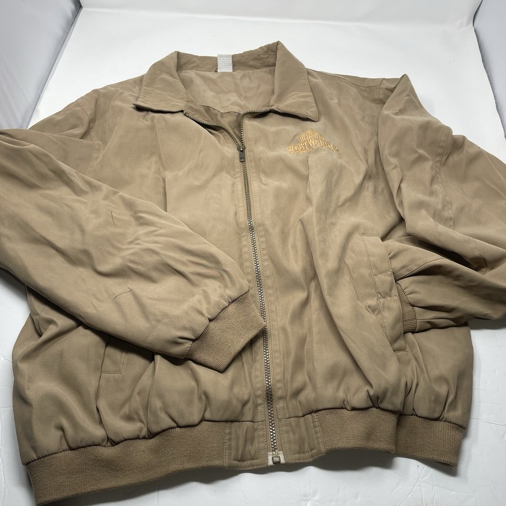 Vtg Westward Ho Casino Las Vegas Embroidered Jacket Tan XL Full Zip Windbreaker